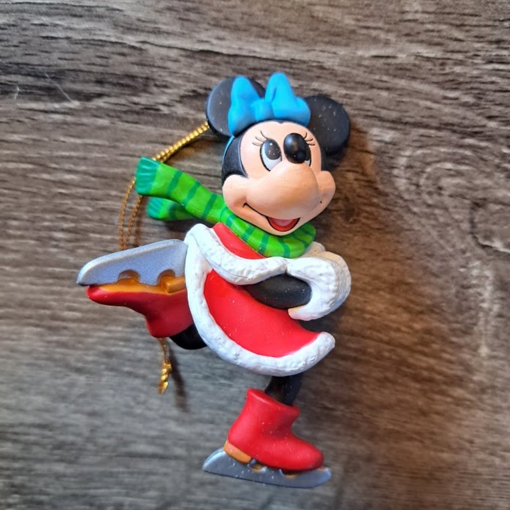 Vintage Disney Grolier Minnie Mouse Skating Holiday Ornament